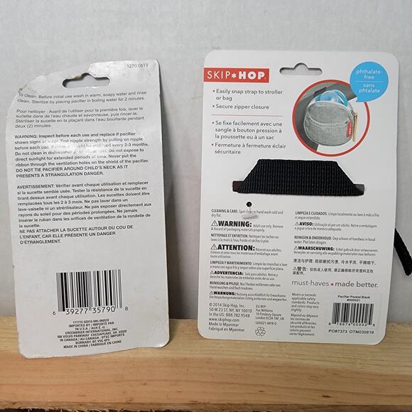 3 Pc: Skip Hop Pacifier Pocket and 2 Angel Of Mine Silicone Pacifiers 0-3m NEW - Picture 2 of 2